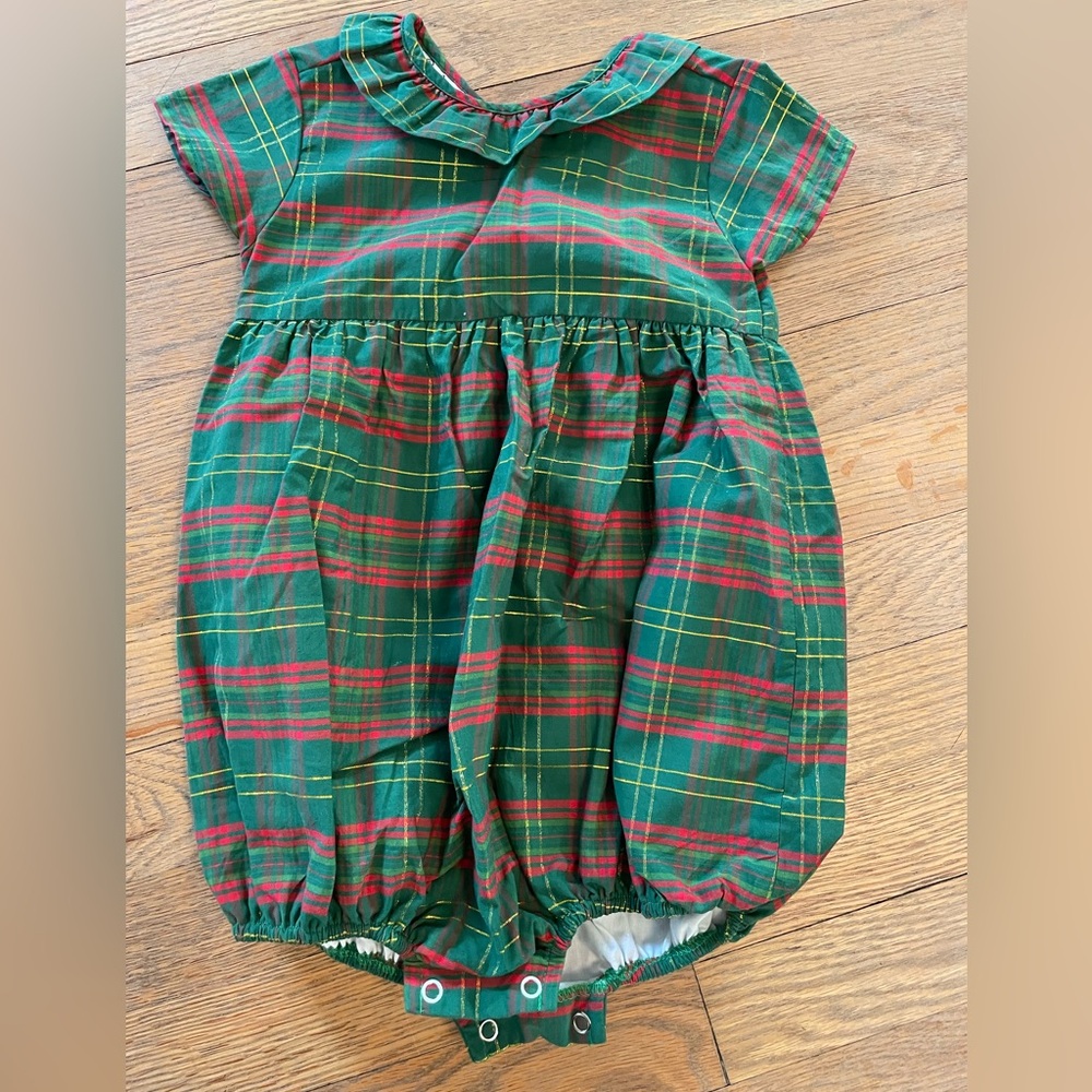 Smockingbird 24M Christmas bubble red and green plaid
